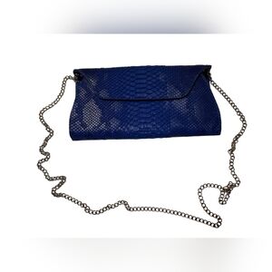 Vintage Blue Leather Snakeskin Purse Monko